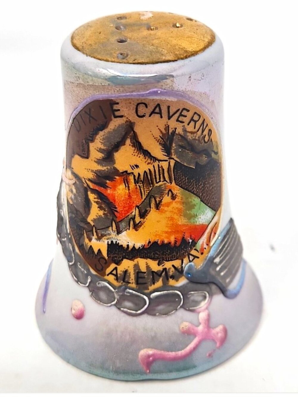 Vintage Travel Souvenir Dixie Caverns Salem VA Shaker Moriage Dragonware Japan